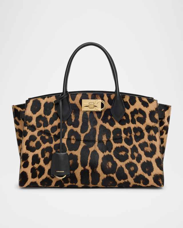 The New Studio Leopard Calf Hair Top-Handle Bag
